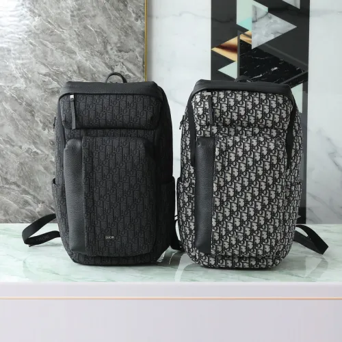 Rider Soft Zipped Backpack Dior Oblique Jacquard and Blue Grained Calfskin size:32×46×7cm #B54012