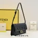 Chic Black Fendi Crossbody Bag With Embossed FF Motif And Chain Strap For Timeless Style size:21×5×11cm #B54263