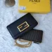 Fendi Mini handbag with flip and snap closure Pequin fabric back and flat pocket bag #999937011