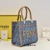 Fendi Roma Denim Tote Bag With Signature FF Pattern And Top Handles For Luxury Style Style size:24×12×23cm #B54264