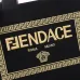 Fendi Tote: Textured Canvas, Gold Logo & Greek Key, Epitomizing Timeless Luxury size:35×17×31cm #B54153