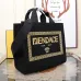 Fendi Tote: Textured Canvas, Gold Logo & Greek Key, Epitomizing Timeless Luxury size:35×17×31cm #B54153