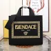 Fendi Tote: Textured Canvas, Gold Logo & Greek Key, Epitomizing Timeless Luxury size:35×17×31cm #B54153