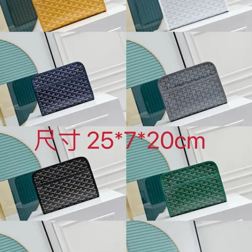 Goyard Canvas Clutch with Leather Trim #B45639