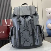 GG jumbo large backpack in grey and black GG leather #B50314