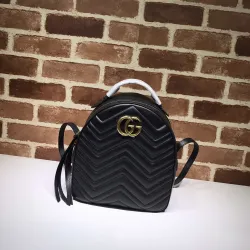 Black Chevron Quilted GG Mini Leather Backpack 476671 #B66558