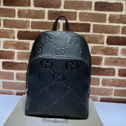  Black Embossed GG Leather Large Men Backpack 766932 #B66552