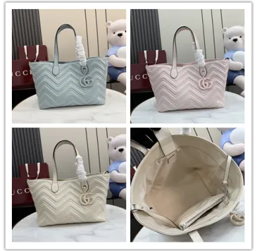 Brand G 855279 GG Marmont Large Tote Bag - White / Light Blue #B60907 Brand G 855279 GG Marmont Large Tote Bag - White / Light Blue #B60907