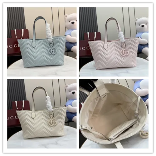 Gucci 855279 GG Marmont Large Tote Bag - White / Light Blue #B60907
