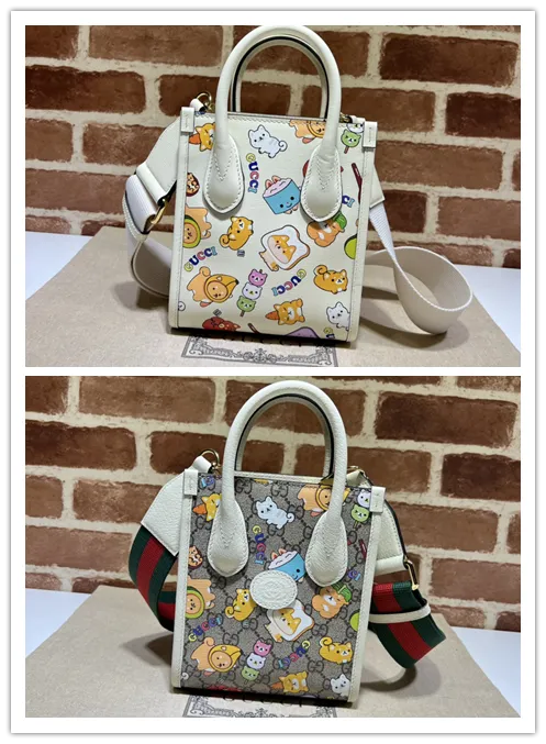 Gucci Animal Print Mini Tote Bag Leather #B52658