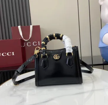 Brand G Diana small tote bag in black leather size:20×16×10cm #B53790