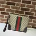 Gucci GG Canvas Web Stripe Clutch 523603 Beige 30.5x24x4.5cm #B62936
