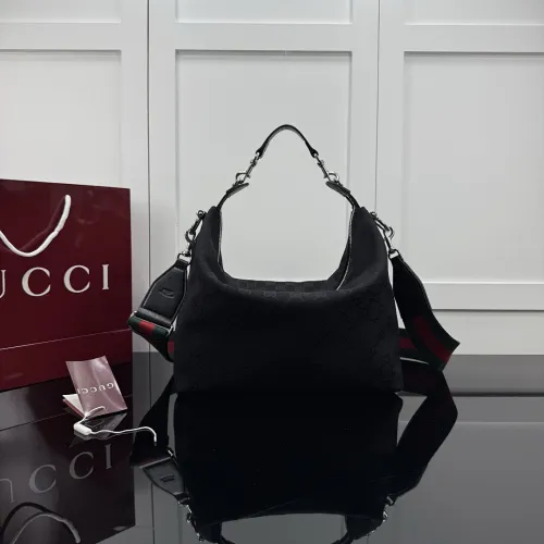 Gucci GG Canvas Web Stripe Hobo Bag, 33 x 27 x 15 cm #B63211