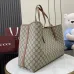 Gucci GG Emblem maxi tote bag in beige and dark brown fabric #B50893