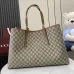 Gucci GG Emblem maxi tote bag in beige and dark brown fabric #B50893