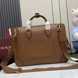  GG Emblem medium briefcase in brown leather size:40×30×6cm #B53325