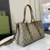 Gucci GG Emblem medium tote bag in beige and dark brown fabric  #B50894