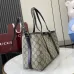Gucci GG Emblem medium tote bag in beige and dark brown fabric  #B50894