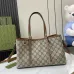 Gucci GG Emblem medium tote bag in beige and dark brown fabric  #B50894