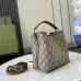 Gucci GG Emblem small bucket bag in beige and dark brown fabric #B50892