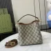 Gucci GG Emblem small bucket bag in beige and dark brown fabric #B50892