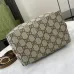 Gucci GG Emblem small bucket bag in beige and dark brown fabric #B50892
