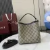 Gucci GG Emblem small bucket bag in beige and dark brown fabric #B50892