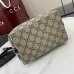 Gucci GG Emblem small bucket bag in beige and dark brown fabric #B50892