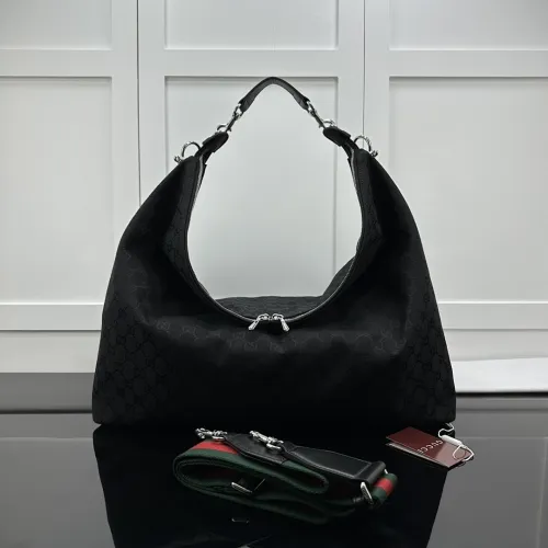Gucci Jackie 1961 Large Hobo Bag – Black GG Canvas with Silver-Tone Hardware #B59160