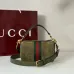 Gucci Vintage-Inspired Olive Green Canvas Crossbody Bag with Red-Green Web Stripe & Gold Hardware #B55972
