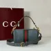 Gucci Vintage-Inspired Olive Green Canvas Crossbody Bag with Red-Green Web Stripe & Gold Hardware #B55972