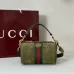 Gucci Vintage-Inspired Olive Green Canvas Crossbody Bag with Red-Green Web Stripe & Gold Hardware #B55972