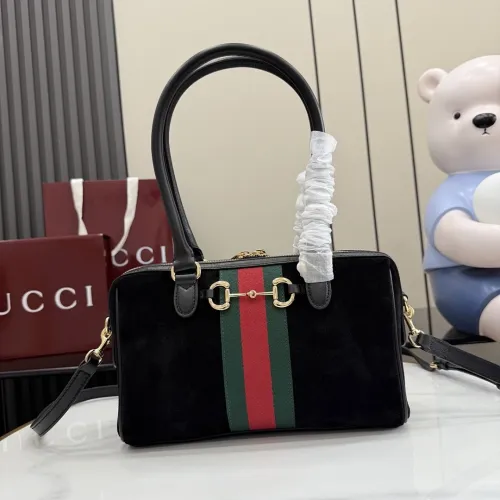 Gucci Web Stripe Horsebit Handbag 866732 Black 28x15x10cm #B62934