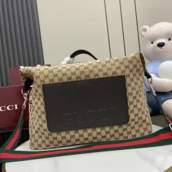 Gucci canvas medium duffle bag in beige and dark brown canvas #B51115