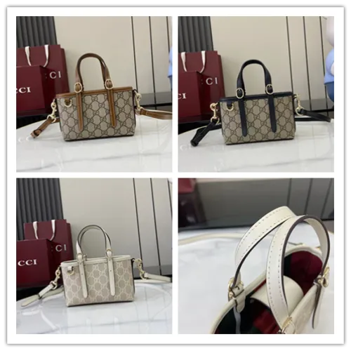Gucci-Inspired Mini Top Handle Bag - Beige & Ebony Canvas Crossbody Bag #B60234