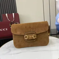 Brown Suede Horsebit 1955 Shoulder Bag with Gold-Tone Hardware 836890 #B58329 Brown Suede Horsebit 1955 Shoulder Bag with Gold-Tone Hardware 836890 #B58329