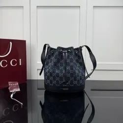 Gucci GG Denim Drawstring Bucket Bag 875237 #B66152 Gucci GG Denim Drawstring Bucket Bag 875237 #B66152