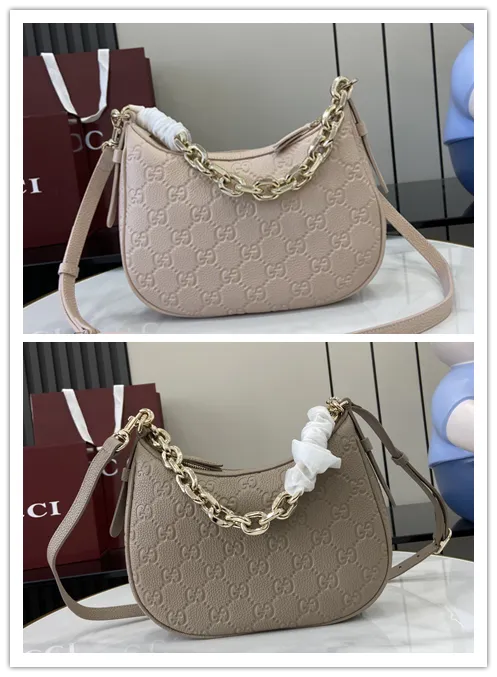 Gucci GG Emblem large shoulder bag in taupe GG leather size:25.5×20×5cm #B53789