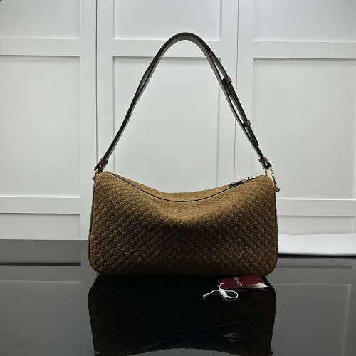 Gucci GG Marmont Half-Moon Shoulder Bag – Camel Quilted Velvet with Gold-Tone Hardware #B59161