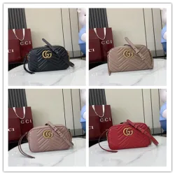 Red Quilted GG Metal Chain Crossbody Camera Bag 447632 #B66551