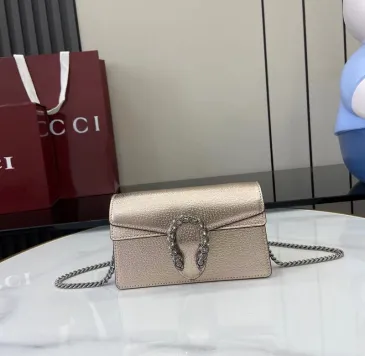 Brand G Women's Crossbody Bag, Silver Chain Wallet on Chain, Mini Purse, Shoulder Bag, Lady Beige Chains Flap Clutch Bag, Luxury Vintage Sling Dicky Bag size:16.5×10×4.5cm #B53788