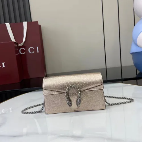 Gucci Women's Crossbody Bag, Silver Chain Wallet on Chain, Mini Purse, Shoulder Bag, Lady Beige Chains Flap Clutch Bag, Luxury Vintage Sling Dicky Bag size:16.5×10×4.5cm #B53788