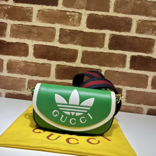 Gucci x Adidas 727791 Green Saddle Bag, Top Quality, 20.5x12x5.5cm #B61838
