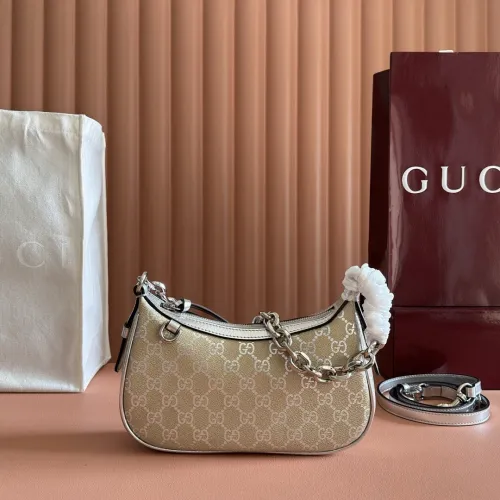 Luxury Gucci 847447 Hobo Bag | Silver GG Supreme Canvas Underarm Shoulder Bag #B60520