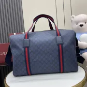 Gucci Navy Blue GG Supreme Canvas Duffle Bag with Red-Blue Web Stripes and Leather Accents 799871 #B58332 Gucci Navy Blue GG Supreme Canvas Duffle Bag with Red-Blue Web Stripes and Leather Accents 799871 #B58332