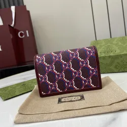 Gucci 795044 GG Pattern Compact Wallet in Red PVC 10x7x3cm #B61857