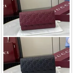  847210 GG Embossed Leather Long Flap Wallet Multi Card Slots Clutch Purse #B65976