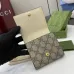 Gucci GG Canvas Compact Wallet with Black Leather Interior, Gold Accents, Classic Pattern & Multiple Card Slots for Women #B55976