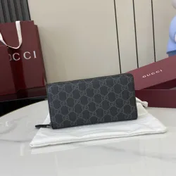  GG Emblem zip around wallet in black fabric size:19×10×2.5cm #B53484