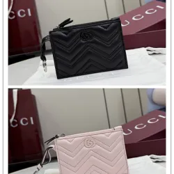  GG Marmont Quilted Leather Card Holder, 12 x 8.5 cm #B63205